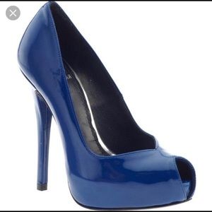 Stuart Weitzman Royal Blue peep toe heels